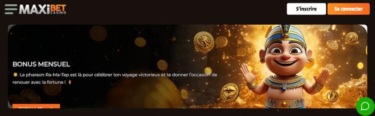 MaxiBet Casino bonus mensuel