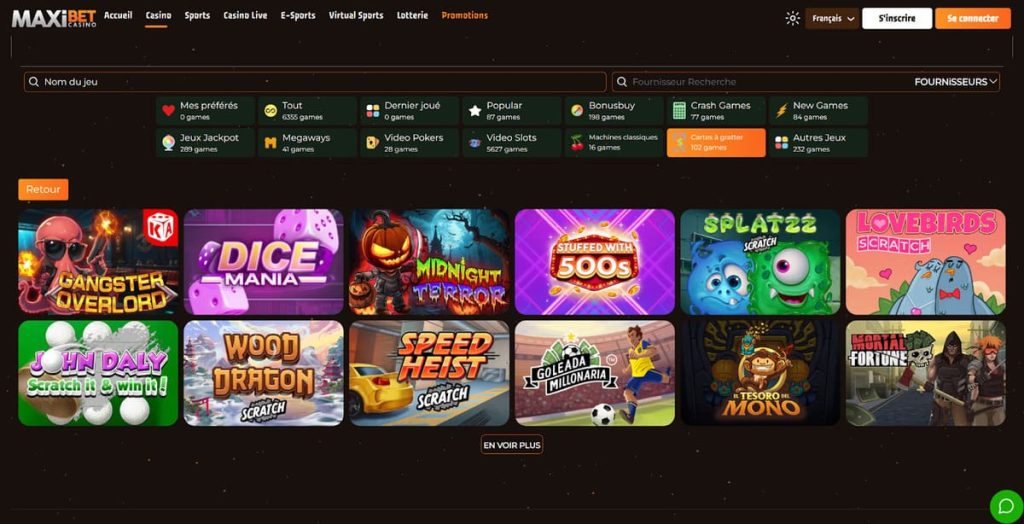 MaxiBet Casino cartes à gratter