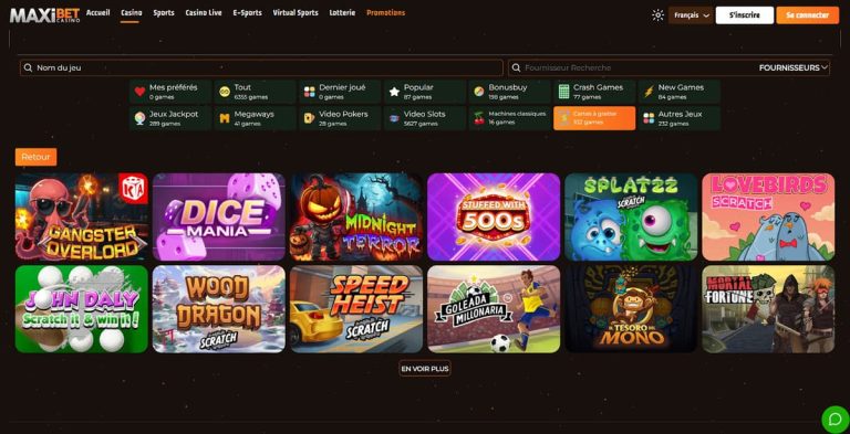 MaxiBet Casino cartes à gratter
