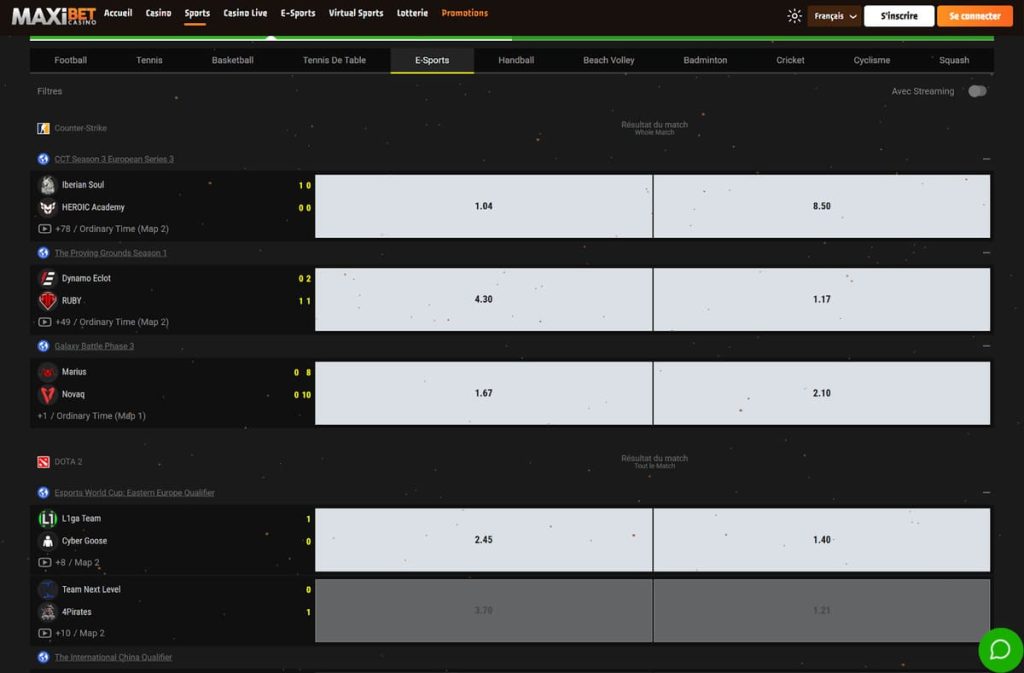 MaxiBet Casino Esports