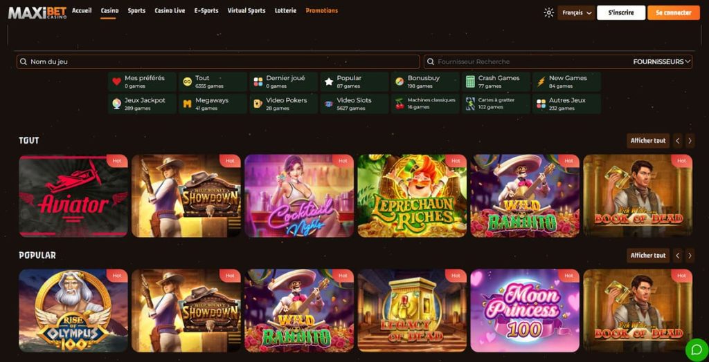 MaxiBet Casino jeux