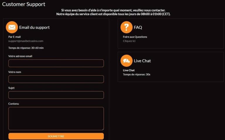 Maxibet Casino support client
